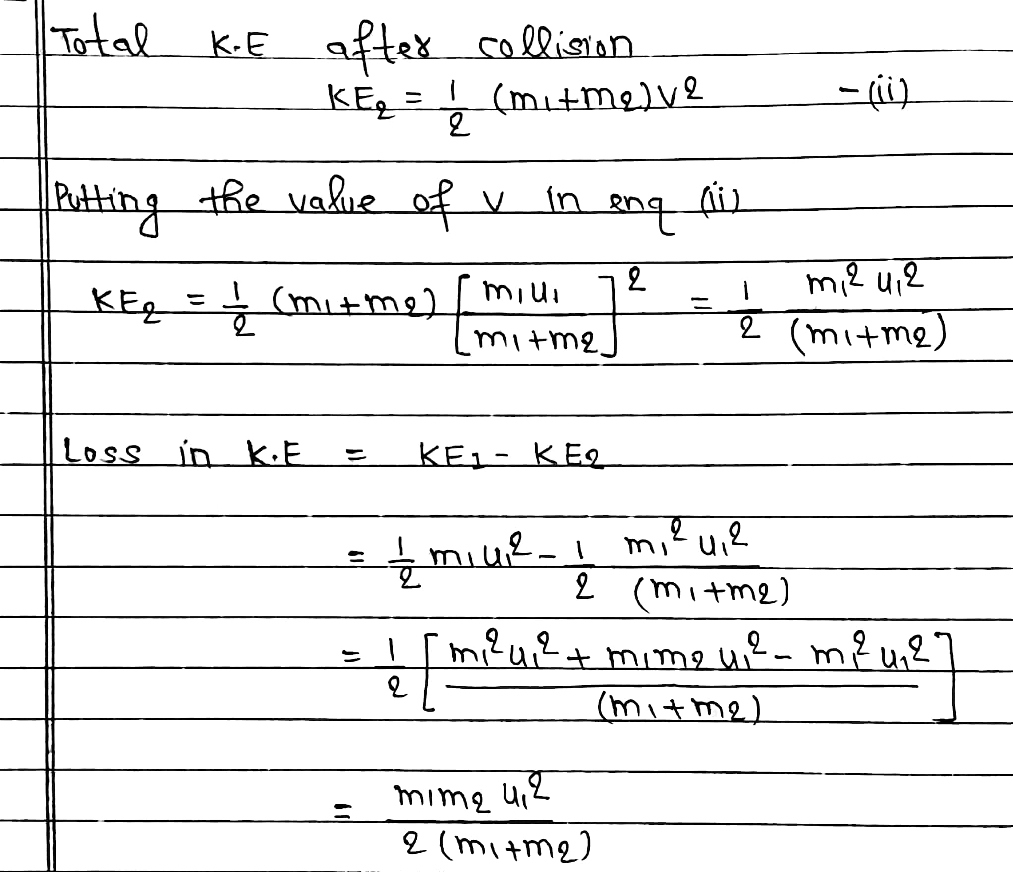 Perfectly Inelastic Collision In One Dimension Maths And Physics With