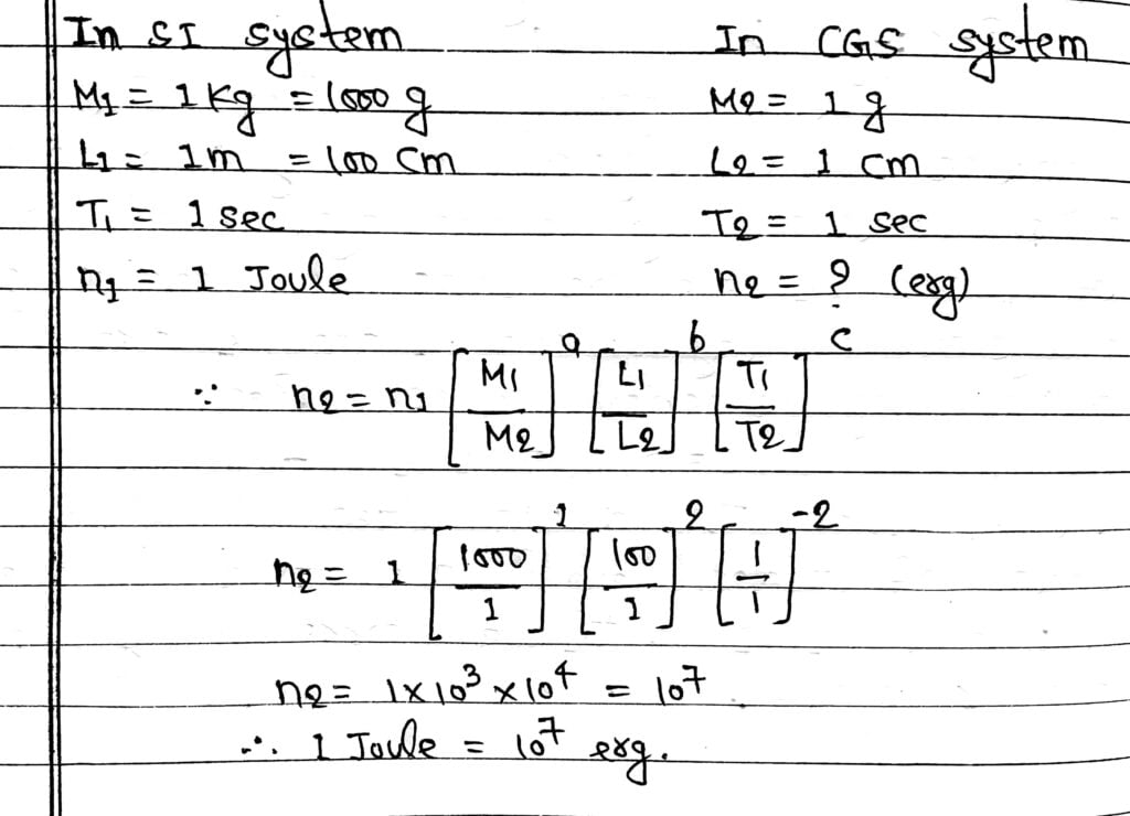 Conversion of one system of units into another
