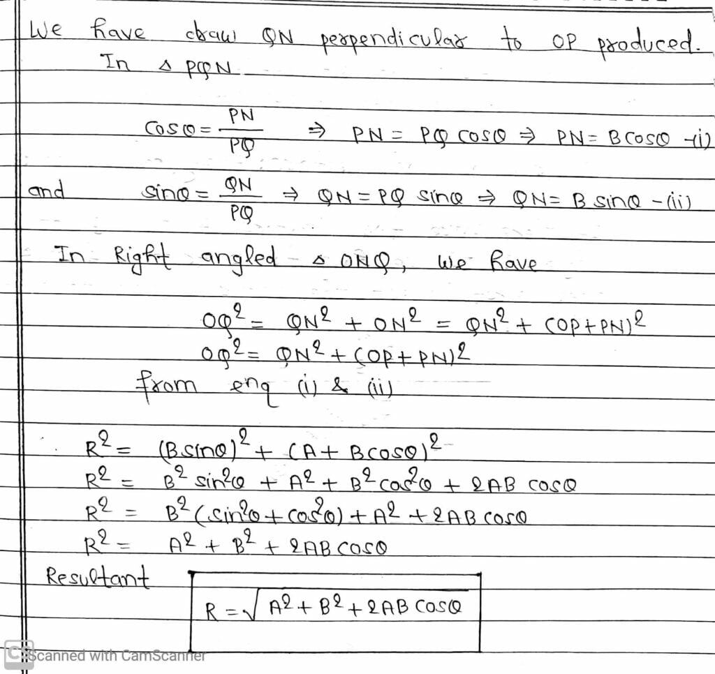 Addition Of Vectors (Analytical Method)