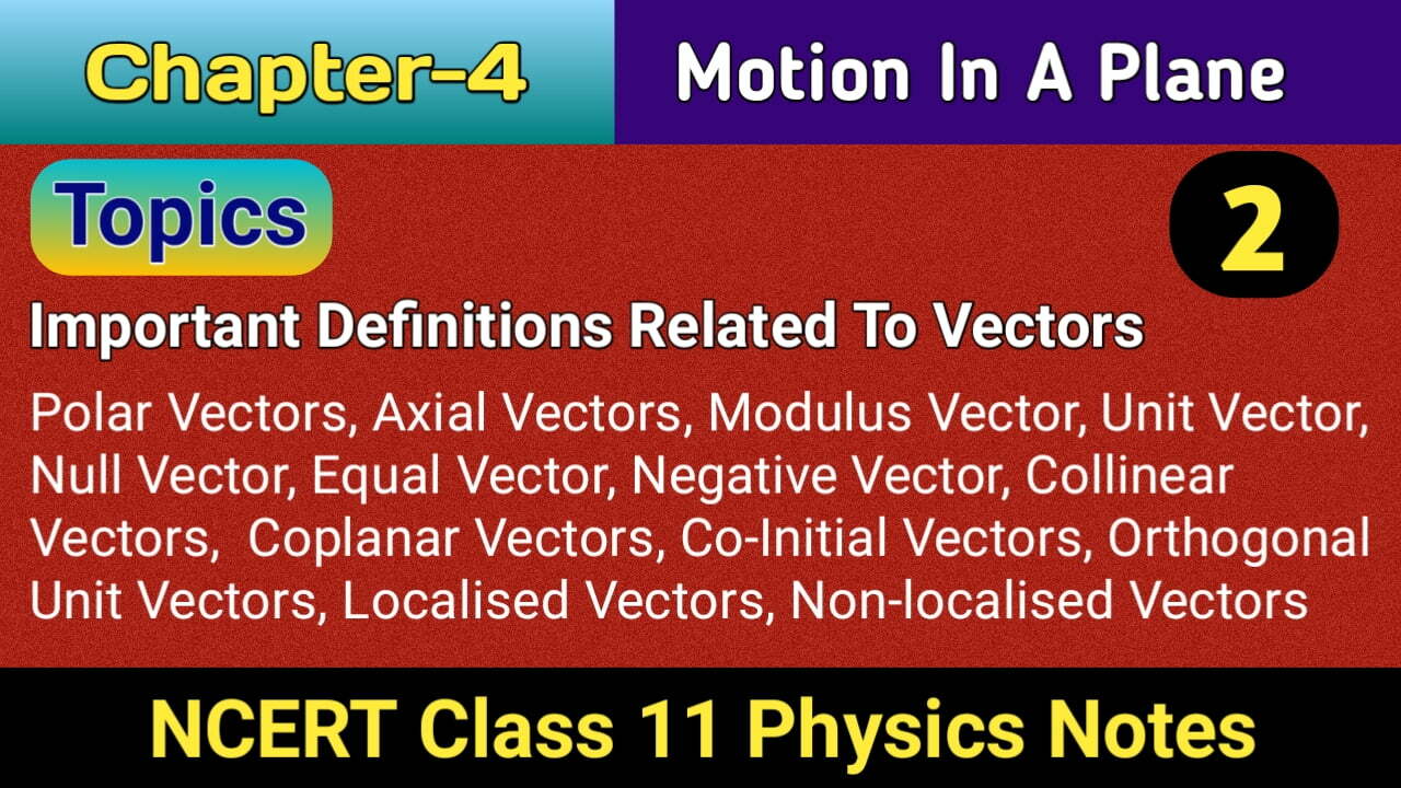 Important Definitions Related to vectors