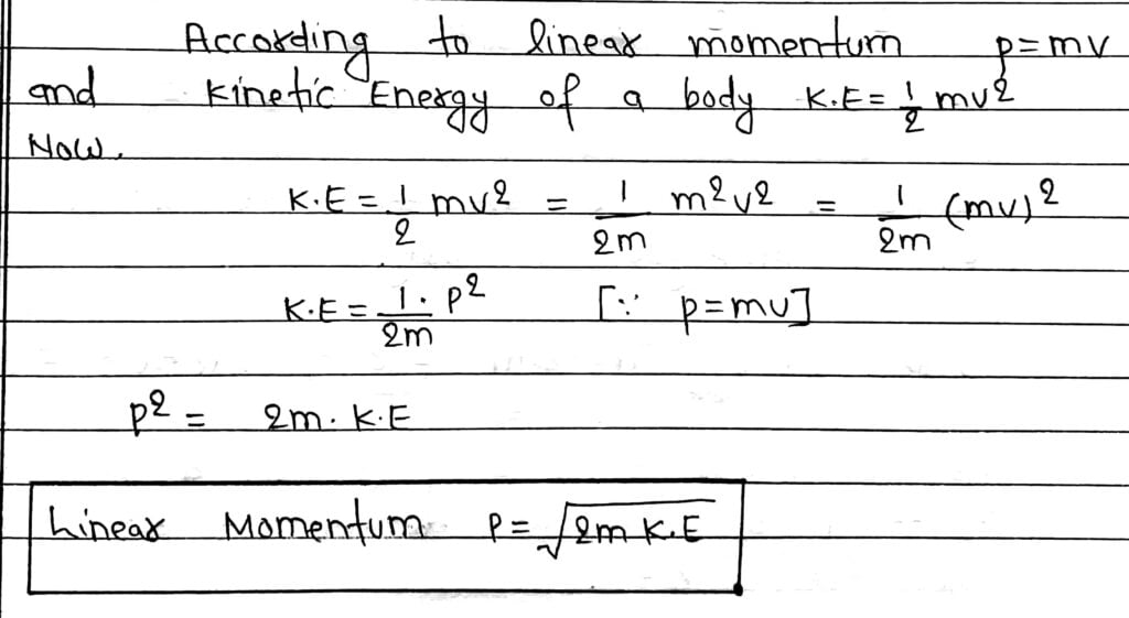 Relation Between Kinetic Energy and Linear Momentum 

