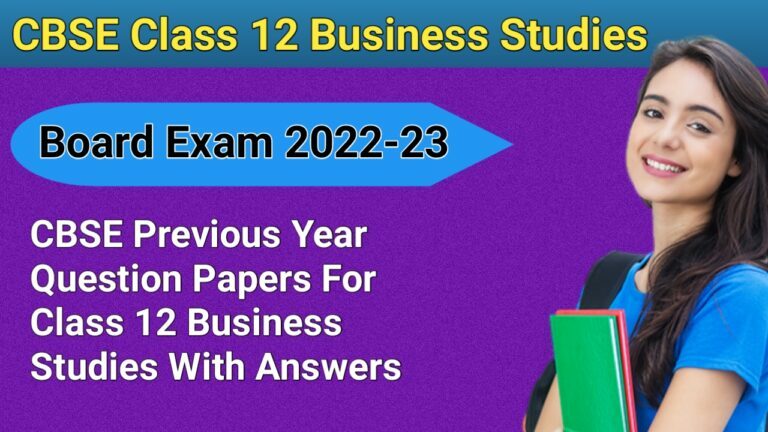 CBSE Previous Year Question Papers For Class 12 Business Studies With ...