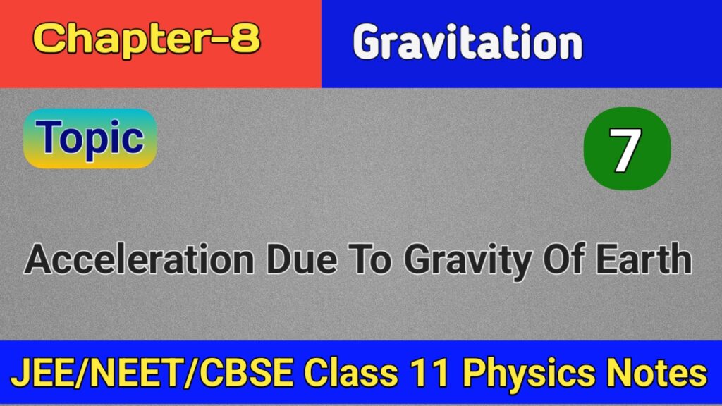 Accelerationduetogravityoftheearth