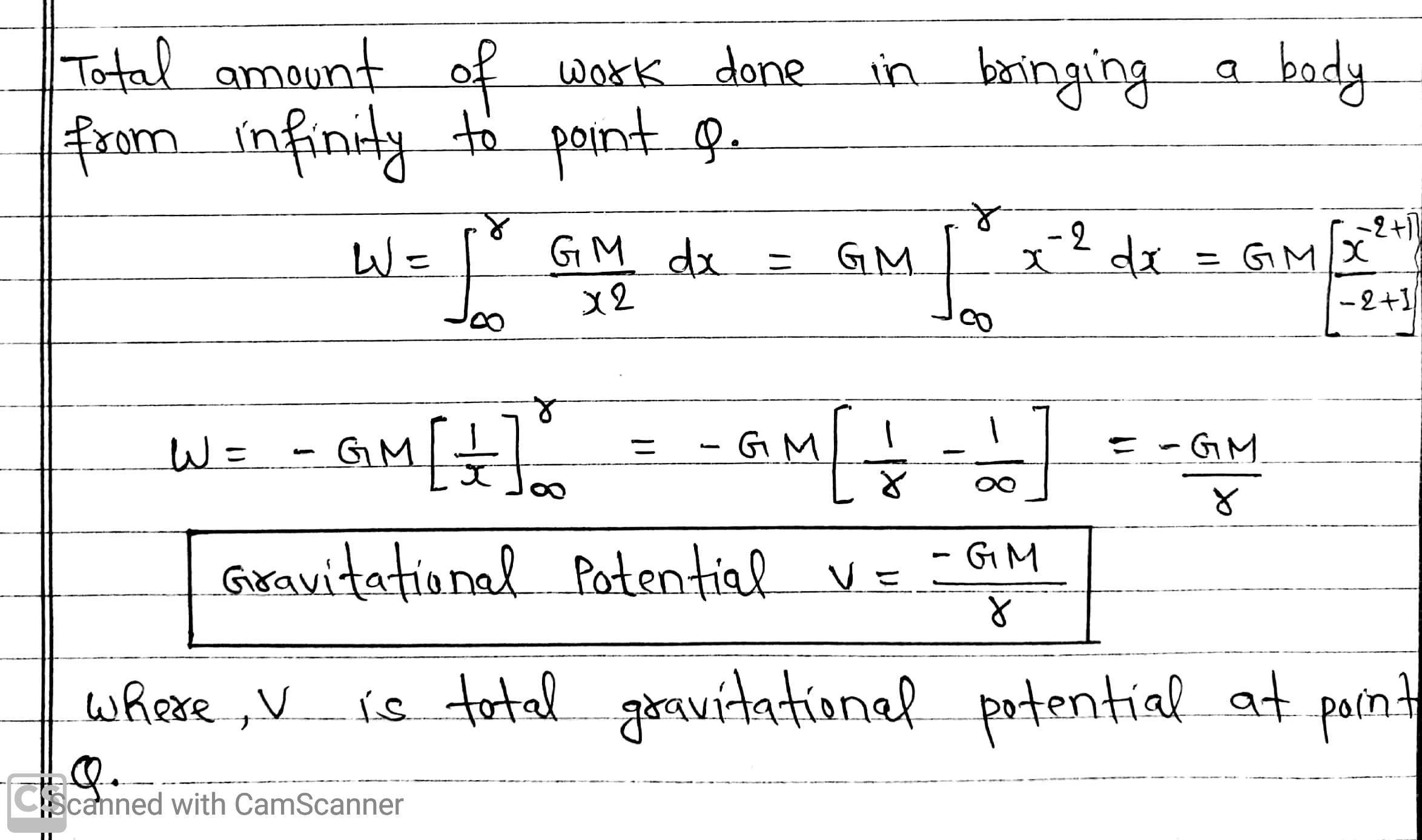 Expression For Gravitational Potential 

