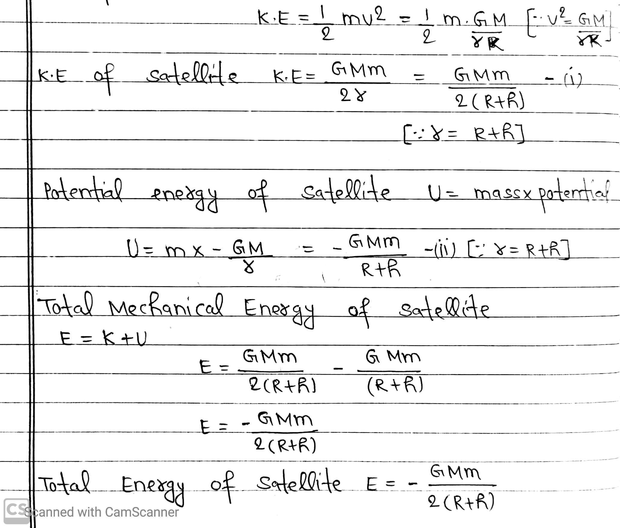Energy Of An Orbiting Satellite