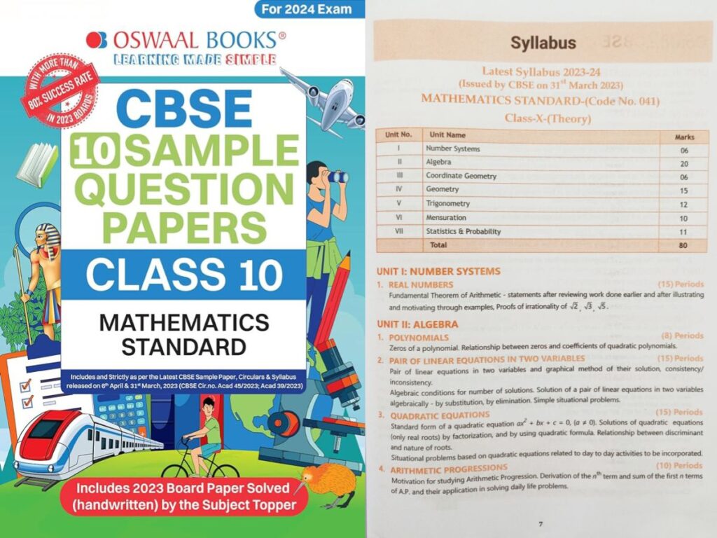 Oswaal CBSE Sample Question Papers Class 10 Mathematics Standard Book ...